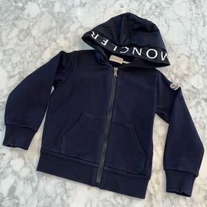 MONCLER BOYS LOGO HOOD ZIPUP SWEATSHIRT 6A